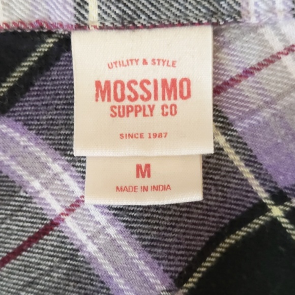 Long sleeve purple & black plaid flannel - Picture 4 of 7